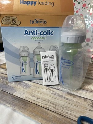 Dr. Brown's Opciones Anti-Cólicos Cuello Ancho + Biberón 0m+ - Paquete de 3 9 oz Nuevo en Caja Foto 1 de 4