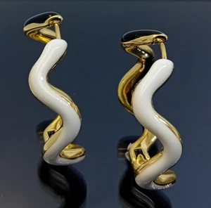 18K Gold Filled Stunning Italian Swirl 18ct GF Unique Hoop Earrings 30mm - Picture 1 of 12