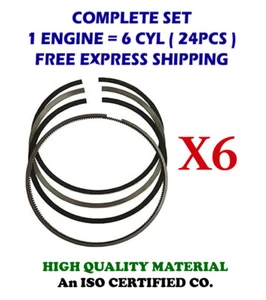 6cyl Piston Rings Set 100mm STD for ISUZU 4RT Industrial Machine DA120 6126cc - Picture 1 of 8