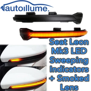 Sweeping Dynamic LED Wing Door Mirror Indicator Light Seat Leon Mk3 FR Smoked - Picture 1 of 3