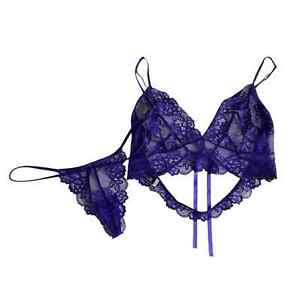 Escante Lace Purple Strappy Ring Detail Back Bra & Panty Lingerie Set Women’s 2X