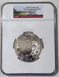 2019 American Memorial Park 5oz silver .999 NGC MS 69 DPL America The Beautiful - Picture 1 of 2