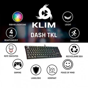 KLIM Dash TKL Mechanical Keyboard with RGB Lighting (DEU Layout - QWERTY) - Bild 1 von 7