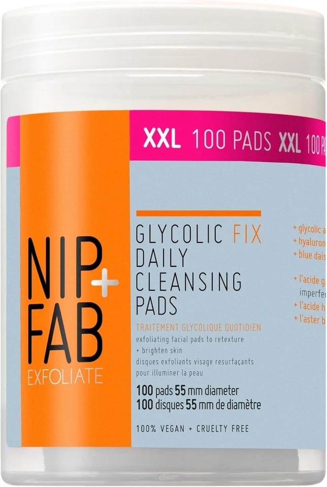 Nip+Fab Glycolic Acid Fix Daily Cleansing Pads for Face with Hyaluronic Acid...