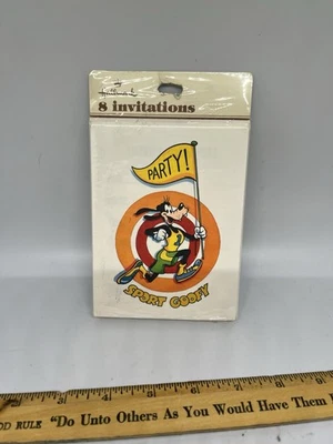 Invitaciones de cumpleaños vintage fiesta sello Disney Goofy! Pack de 8 nuevos stock antiguo Foto 1 de 4
