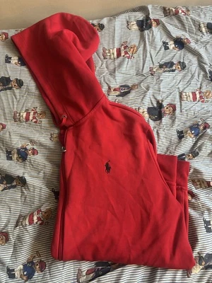 Polo Ralph Lauren Full Zip up sweatshirt Hoodie Pony size Large Performance Red - Image 1 of 4