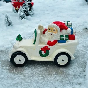 Vintage RB Ceramic Santa Claus in Convertible Car Coin Bank Christmas Japan 1950 - Picture 1 of 14