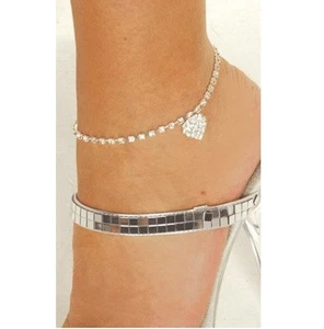 New Sexy Crystal Rhinestone Heart Anklet Womens Ladies Ankle Bracelet Jewellery - Picture 1 of 4