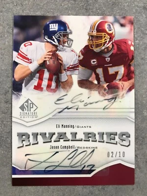 2009 SP Signature Rivalries #RV-MC Eli Manning & Jason Campbell Dual Autos /10 - Image 1 of 2