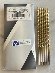 6 neue Viking Bohrer & Werkzeug 3/16" Kegellänge HD Parabol Spiralbohrer TiN, USA - Bild 1 von 1