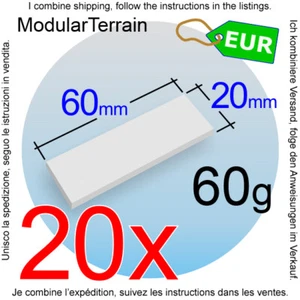 20x 2mm Clear Acrylic 20x60mm 60x20mm 20mm 60mm Rectangle Base War Hammer 40k - Imagen 1 de 7