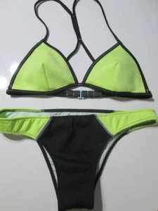 Victoria Secret Women Size XS/S Bikini Lime/Black Bralette Lined Cheeky Swimwear - Picture 1 of 7