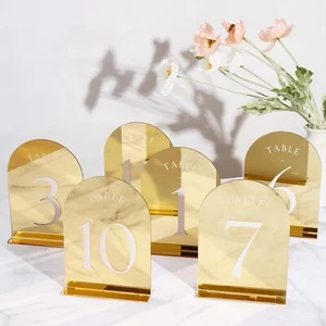15 Pack Silver Mirror Wedding Table Numbers for Centerpiece Reception Decor - Picture 1 of 8