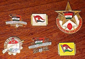 ORIGINAL LOT OF 6 SOVIET HUNGARY COMBAT SOCIALISTIC LABOR BADGE PIN BADGES PINS - Picture 1 of 2