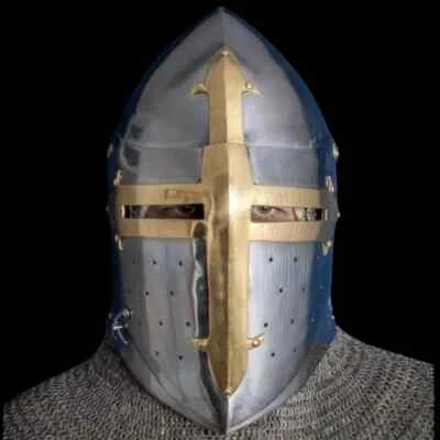 Casco Bascinet "Pan de Azúcar" | Casco de Caballero Medieval para LARP y Juegos con disfraces | Latón Foto 1 de 4