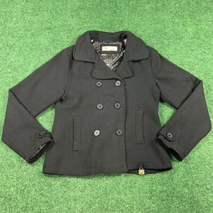 Paul Frank Juniors Size Large Black Peacoat Girls Coat Monkey - Picture 1 of 8