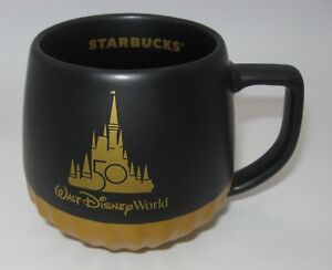 Mug - Walt Disney World 50th Anniversary - Starbucks Coffee Cup - black and gold