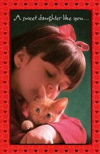 Cute VALENTINE'S DAY Card FOR DAUGHTER Cat Purr by American Greetings + Envelope - Picture 1 of 4