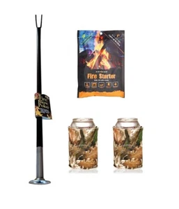 Fireplace Blow Poker Bundle with InstaFire Starter - Fire Poker Blow Poke Rake - Picture 1 of 9