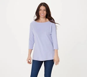 Isaac Mizrahi 3/4-Arm Stricktop mit gekreuztem Rückendetail FLIEDER Small - Bild 1 von 4