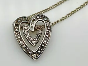 Vintage sterling 925 silver marcasite heart pendant necklace 2.51g, 40cm long - Picture 1 of 12