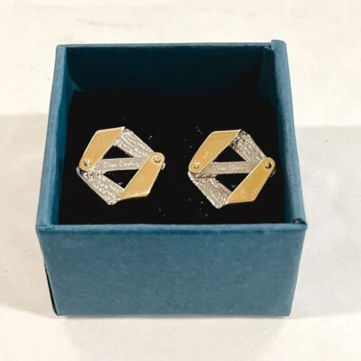 Pierre Cardin Cufflinks Set Two-Tone Design with Gift Box, Made in Italy - Image 1 of 4