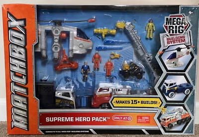 Matchbox Mega Rig Supreme Hero Pack Playset Fire Truck Helicoptor Police - Image 1 of 2