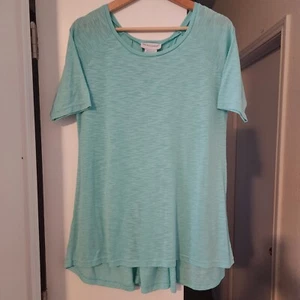 Soft Surroundings Top Womens Medium Short Sleeve Stretch Knit Green - Picture 1 of 4
