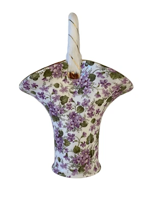 Jarrón canasta porcelana colección chintz violeta formalidades decoración casa vidrio Foto 1 de 4