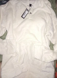 Boohoo Man Cream Fleece Tracksuit Loungewear Jogging Bottom Hoody Set S New - Picture 1 of 6