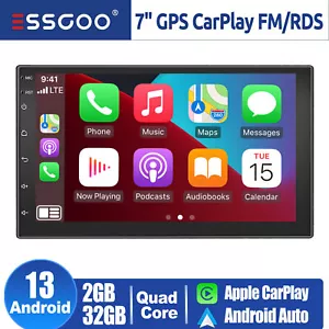 7'' Android 14 Double 2DIN GPS Car Stereo Head Unit Apple Carplay WIFI Bluetooth - Picture 1 of 13