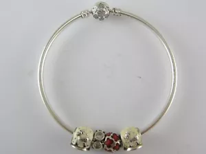 PANDORA STERLING 8" EINZIGARTIGE SCHNEEFLOCKE LTD. ARMREIF BETTELARMBAND MIT 4 CHARMS - Bild 1 von 12