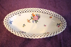 Ovale Porzellan Durchbruchschale von Bavaria Schumann Anbietschale Goldrand & Bl - Bild 1 von 4