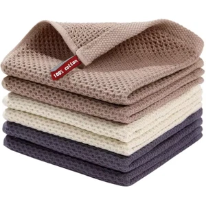 Geschirrtücher 100% Baumwolle 6 Stk 30 x 30 cm Weiche Küchenhandtücher Waffel - Bild 1 von 12