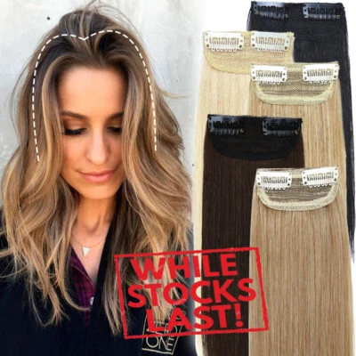 Extensiones de almohadilla de cabello superior 100 % cabello humano clip de raíz de cabello engrosado en piezas superiores Foto 1 de 4