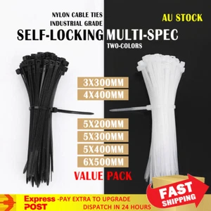 Cable Ties Zip Ties Nylon UV Stabilised 100/200/500/1000x Bulk Black Cable Tie - Picture 1 of 12