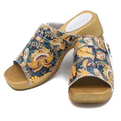 PERFECT GIFT CLOGERS Holzclogs Damen HOLZ Clogs Pantoletten Sandalen 35-41 BLUME - Bild 1 von 3