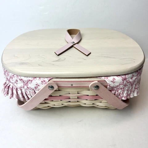 LONGABERGER 2008 HORIZON OF HOPE PINK RIBBON BASKET, LID, LINER, INSERT Cover