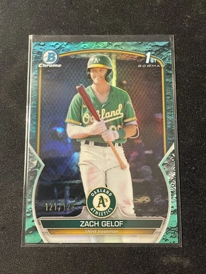 2023 Bowman Zack Zach Gelof 1st Aqua Lunar Refractor /125 Oakland A’s #BCP-1 - Image 1 of 4