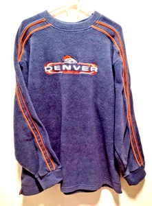 NFL DENVER BRONCOS EMBROIDERED LOGO LONG SLEEVE FOOTBALL SWEATSHIRT BLUE XL~k11 - Picture 1 of 3