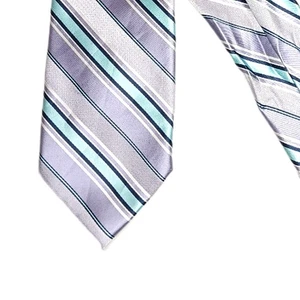 Alexander Julian Repp Tie Men’s 60” Lavender Blue Ribbon Stripe Classic New - Picture 1 of 4
