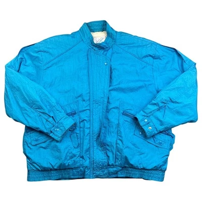 Chaqueta de esquí Rainbow West grande para mujer azul vintage snowboard forrada de vellón Foto 1 de 4