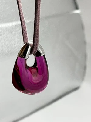 Collana in argento 925 con ciondolo rosa chiaro Baccarat Paris 17,3-18,8 pollici - Immagine 1 di 4