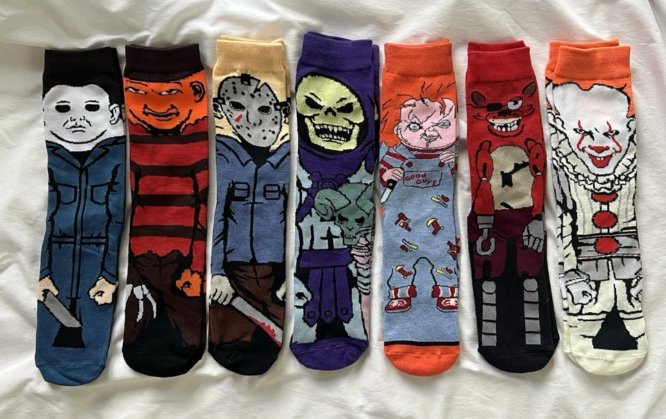 Seven Days of Socks bundle Creepy Spooky Character 7 Pack Bad Guys Villains - Image 1 of 3