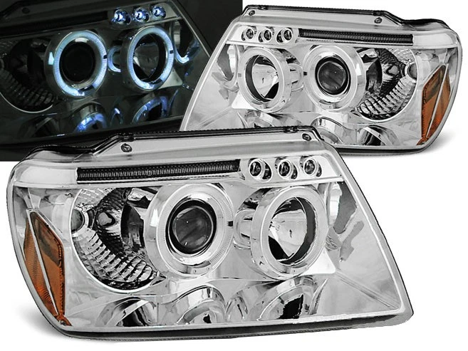 faros para Chrysler Jeep Grand Cherokee 1999 2000-2005 ojos de ángel cromo LHD Foto 1 de 1