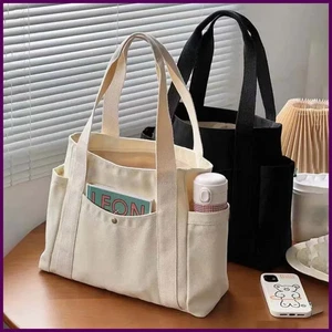 Large Capacity Canvas Tote Bags for Work Commuting Carrying Bag College Style - Picture 1 of 18