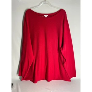 J.Jill Red Cotton Blend Knit Sweater Long Sleeve Boat Neck Plus Size 4X - Picture 1 of 5