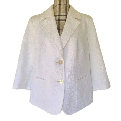 Talbots Woman Plus Size 14W Blazer Jacket White Career Workwear Classy 2 Button - Image 1 of 4