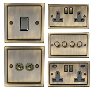 Interruptores de luz TAB3 de bronce antiguo Trimline, enchufes, atenuadores, cocina, fusible - Imagen 1 de 47