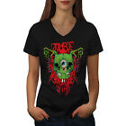 Wellcoda Skull Star Dead Zombie Womens V-Neck T-shirt, Star Graphic Design Tee